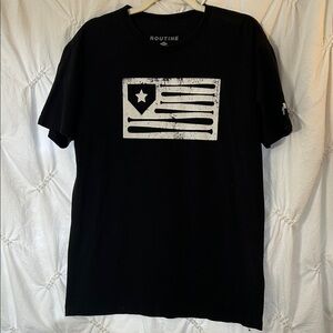 Routine Baseball Black Graphic T-Shirt for Men -Size Large